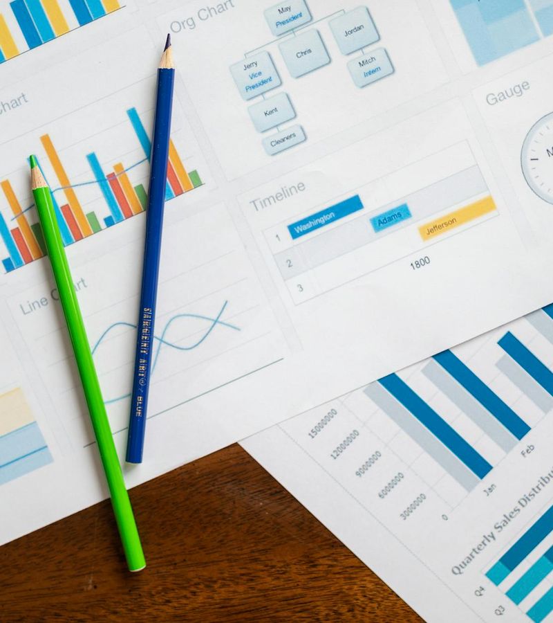 Financial analysis spreadsheet with budget allocation charts and investment planning documents